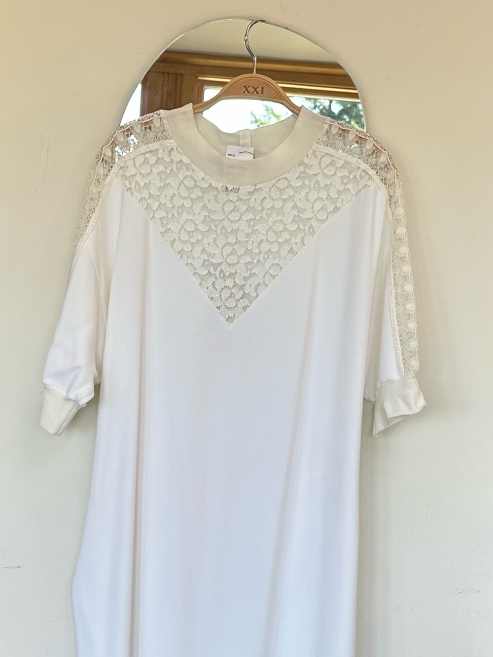Stella McCartney Cream Lace-Accent Midi Dress